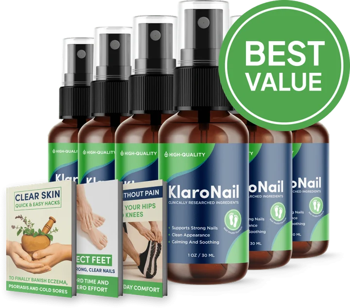 KlaroNail six-bottle bundle with free bonuses